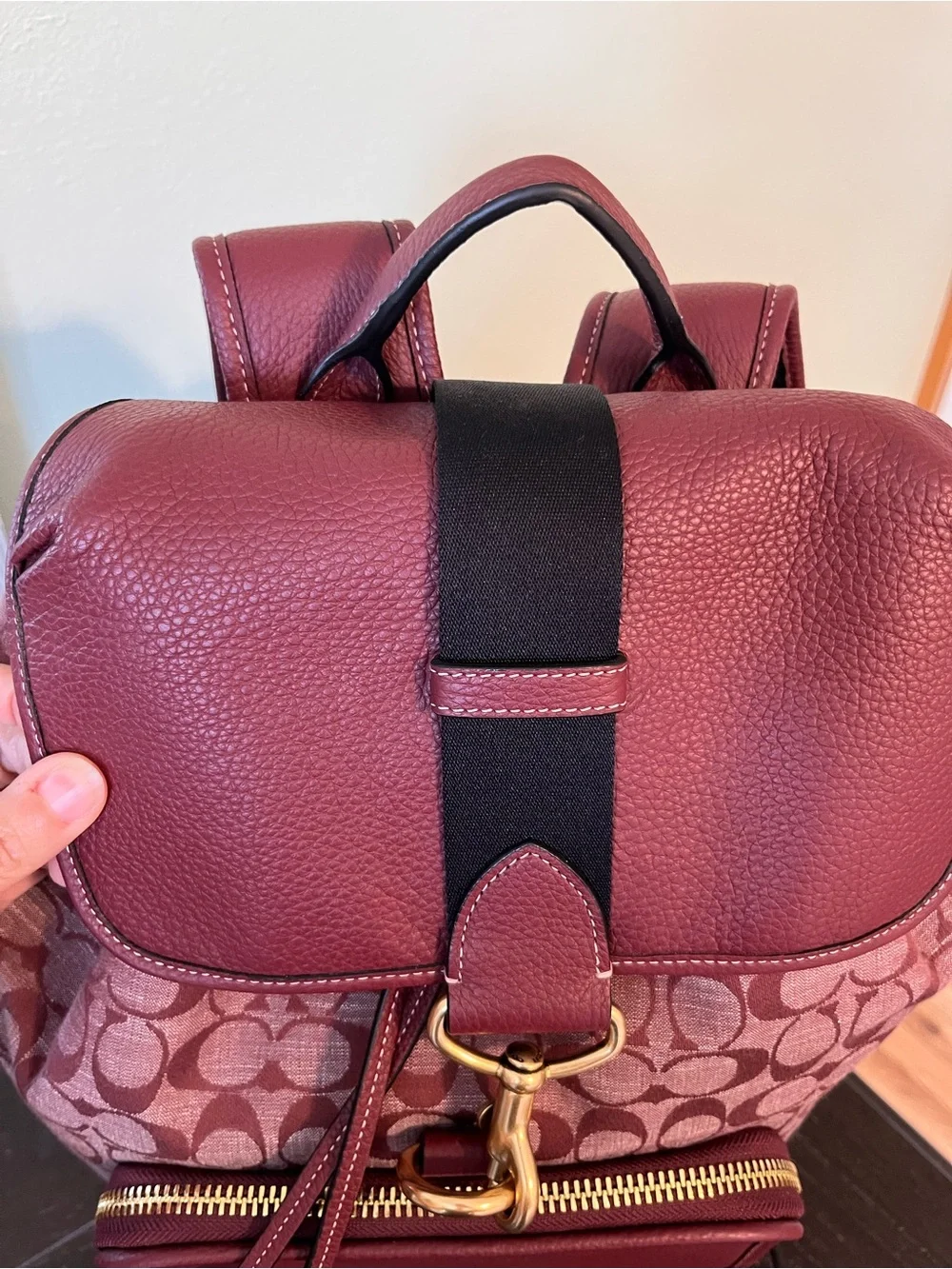 Coach Sullivan Backpack Signature Chambray in Wine Color NWOT